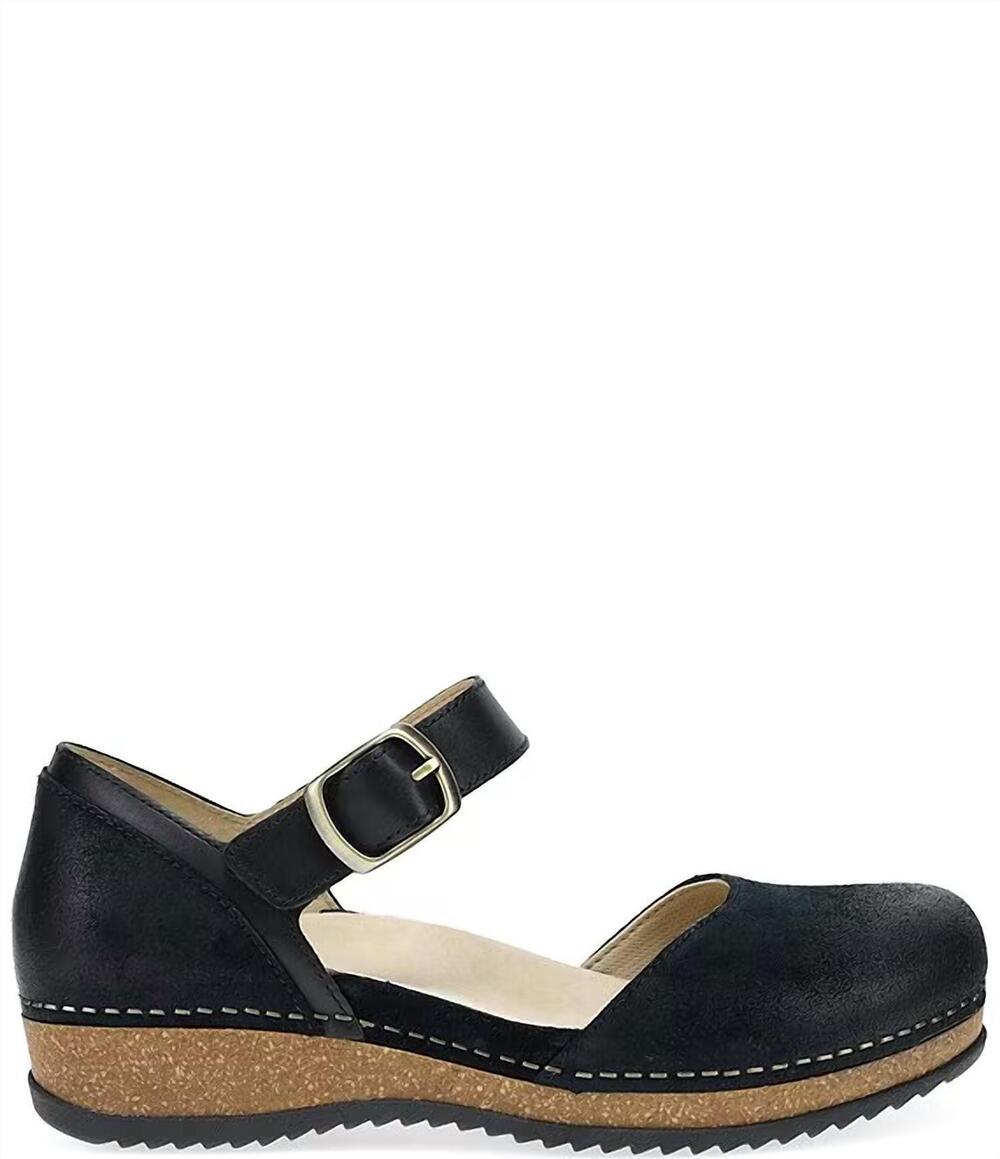 NEW DANSKO women's mae burnished suede mary jane clogs in black